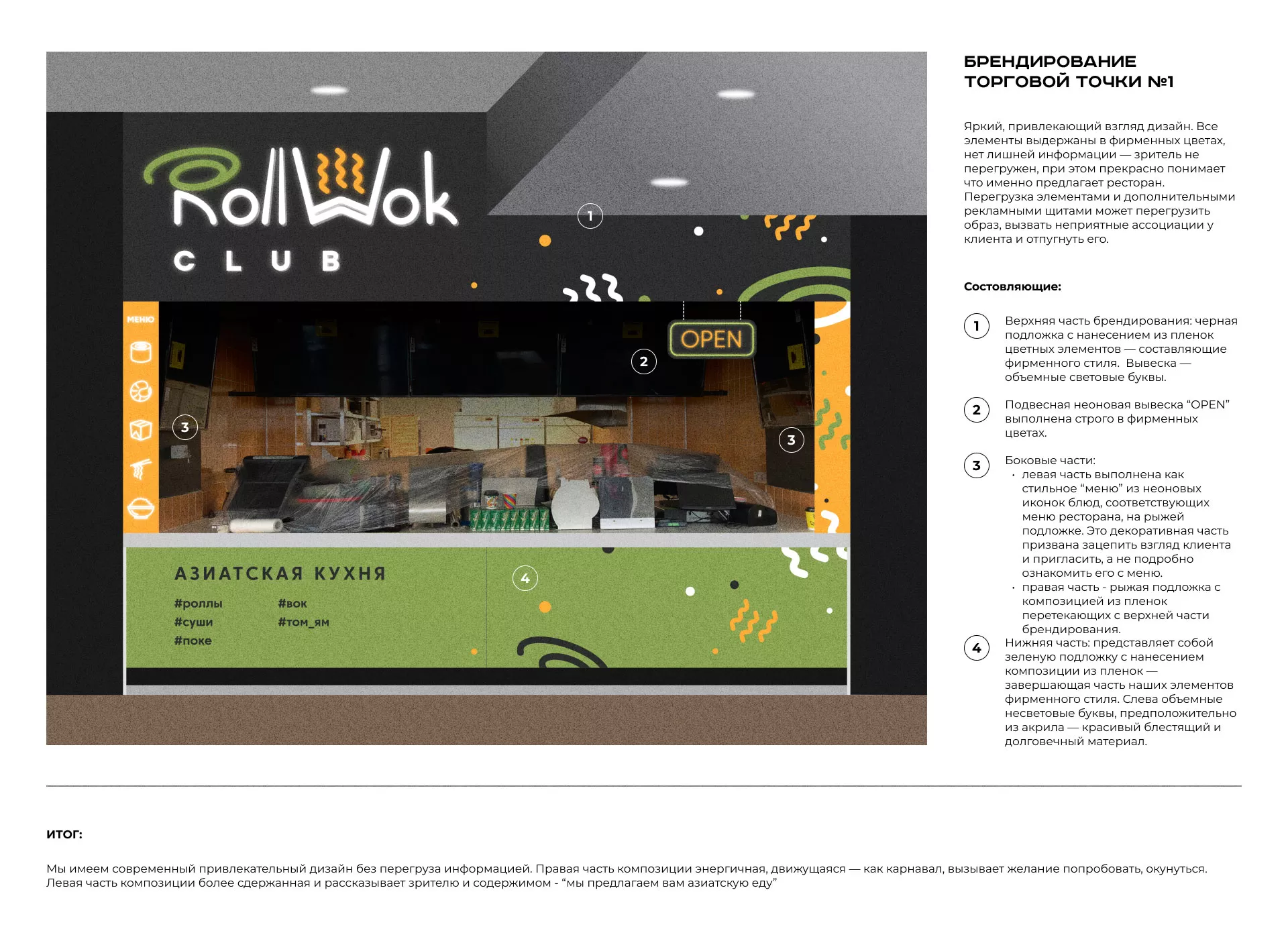 Брендирование торговых точек суши-бара «Roll Wok Club» в Сыктывкаре